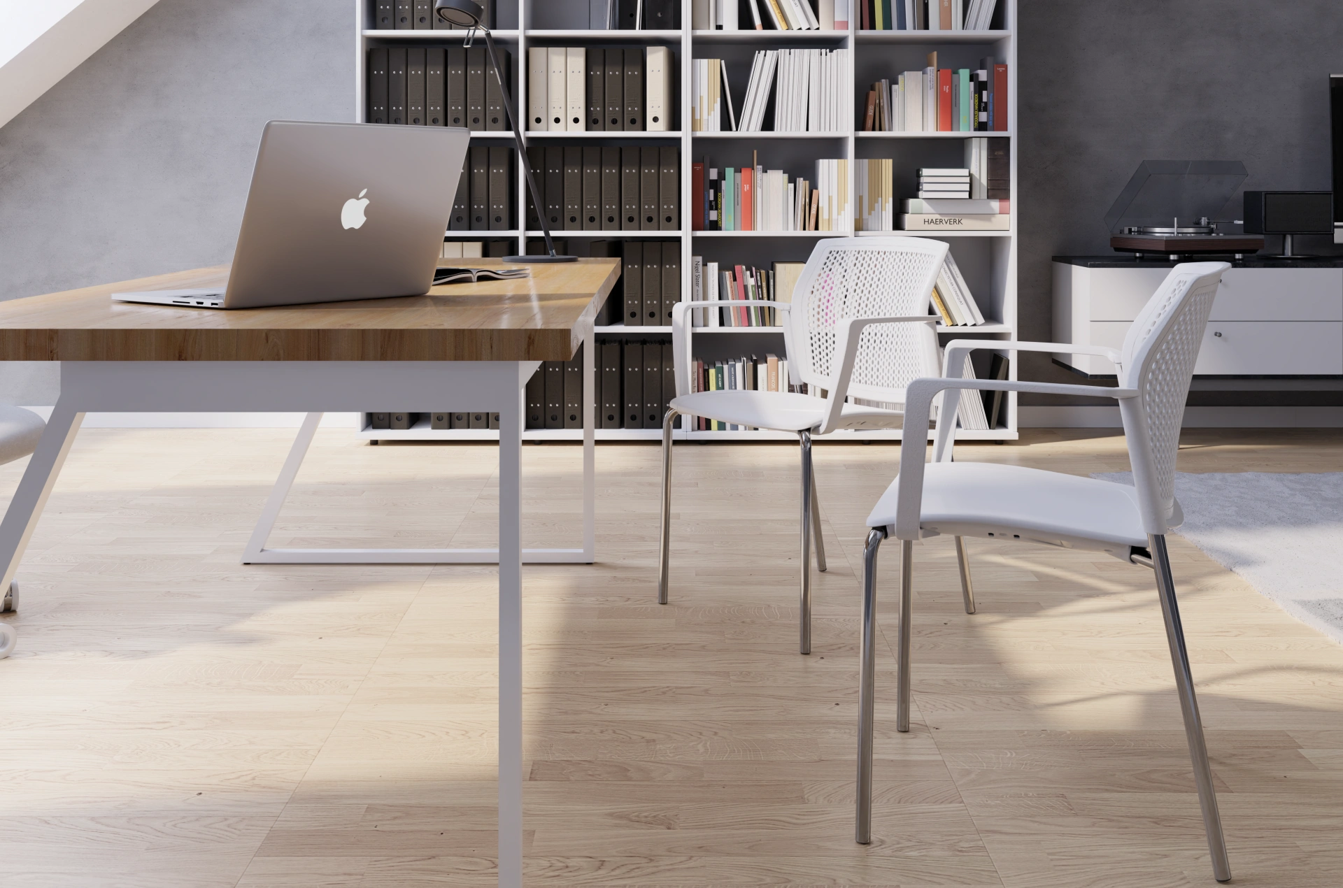 Krzesło konferencyjne z podłokietnikami.