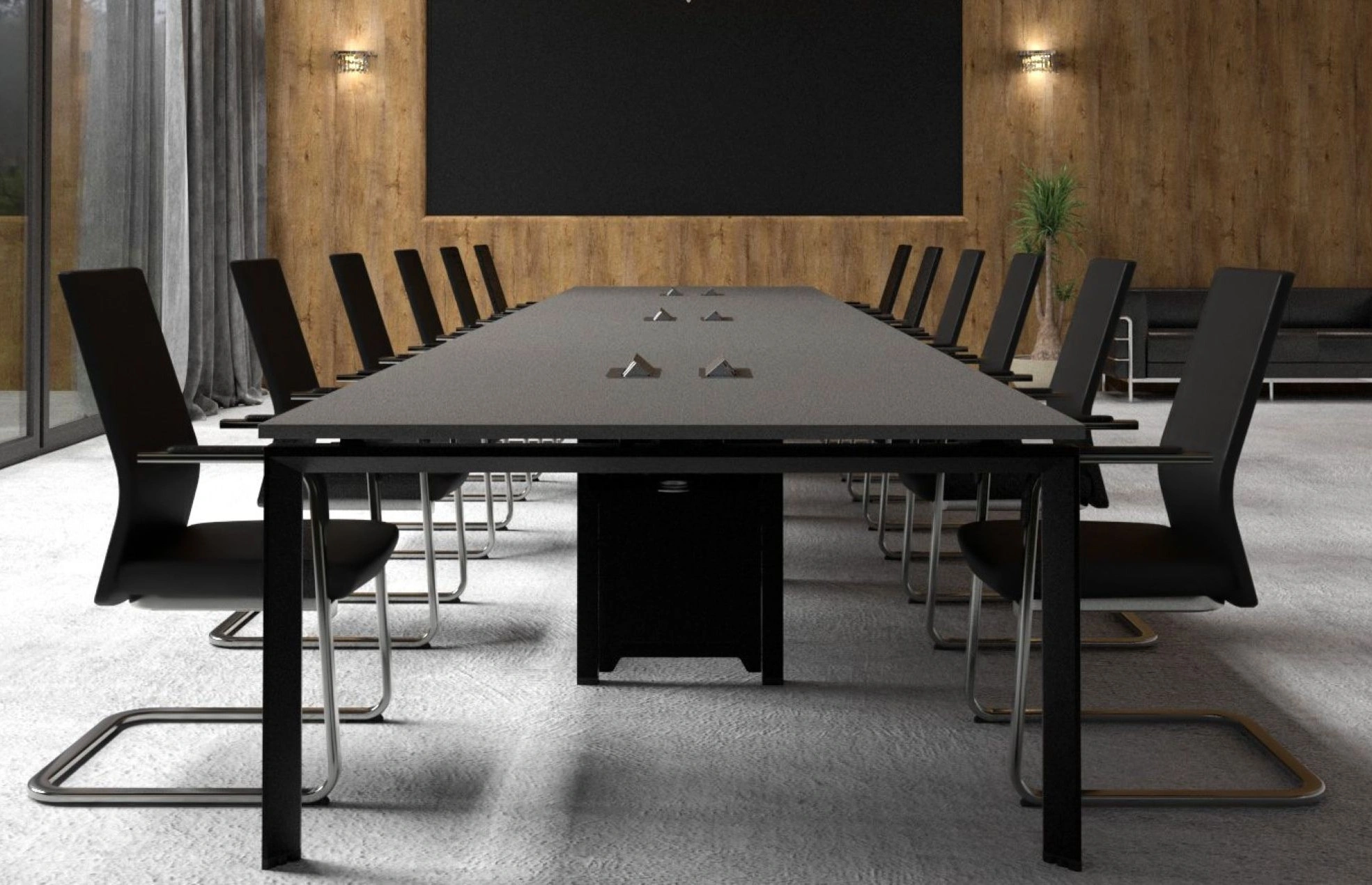 Krzesło konferencyjne czarne na płozie